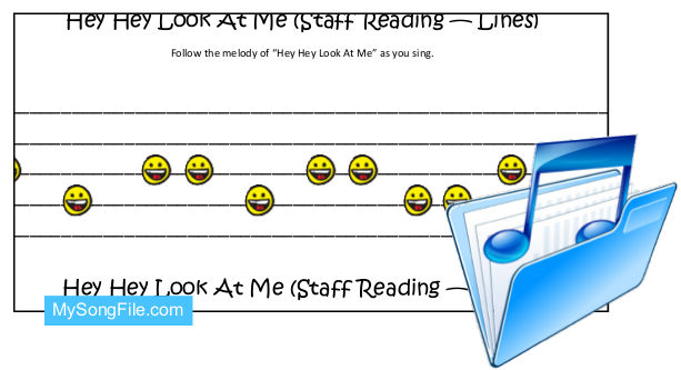 Hey Hey Look At Me (Staff Reading Lines and Spaces Colour)