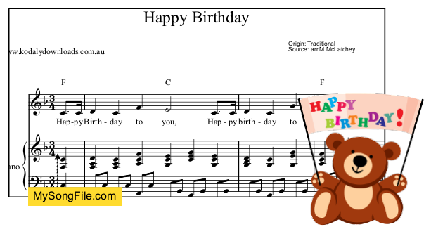 Happy Birthday - F Major - alberti bass