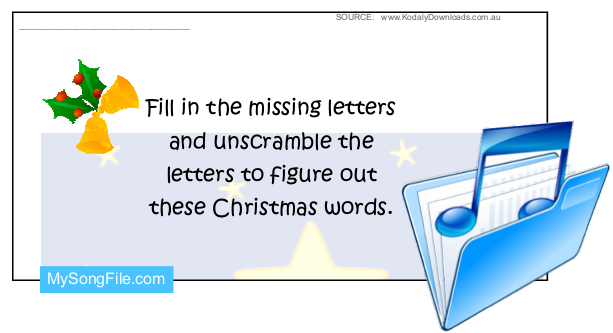 Christmas Religious Words (Stave Reading Treble Clef)